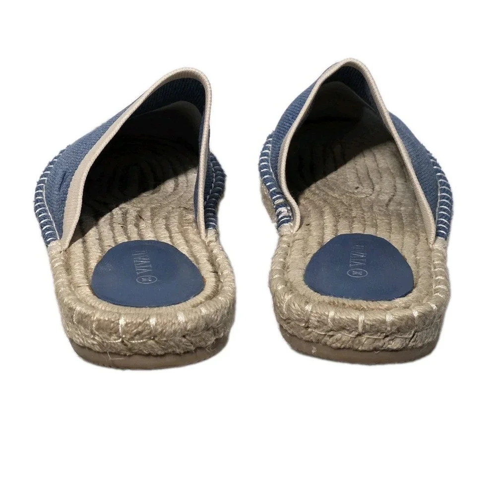 VIVAIA Womens Size 39 Denim Espadrille Mules Slip On Loafers Casual Shoes